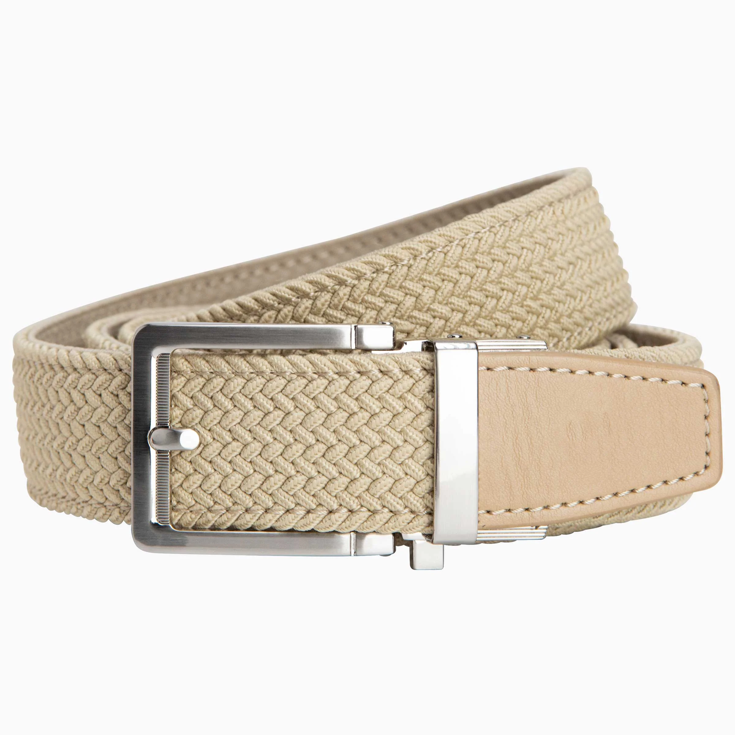 Braided Tan Golf Ratchet Belt 1.38" [35mm]